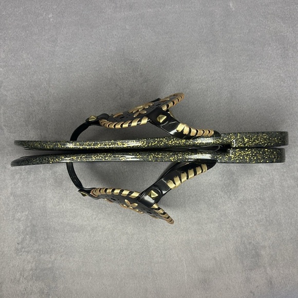 Jack Rogers Black and Gold Sandals with Elegant Design Size: 8 - Picture 4 of 7